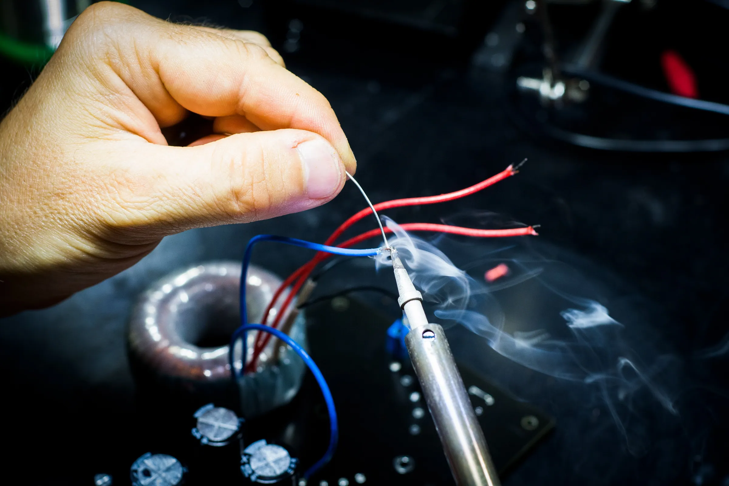 Soldering electronics during a circuit board repair