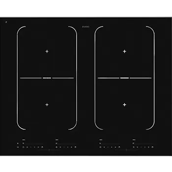 Black induction hob seen from above